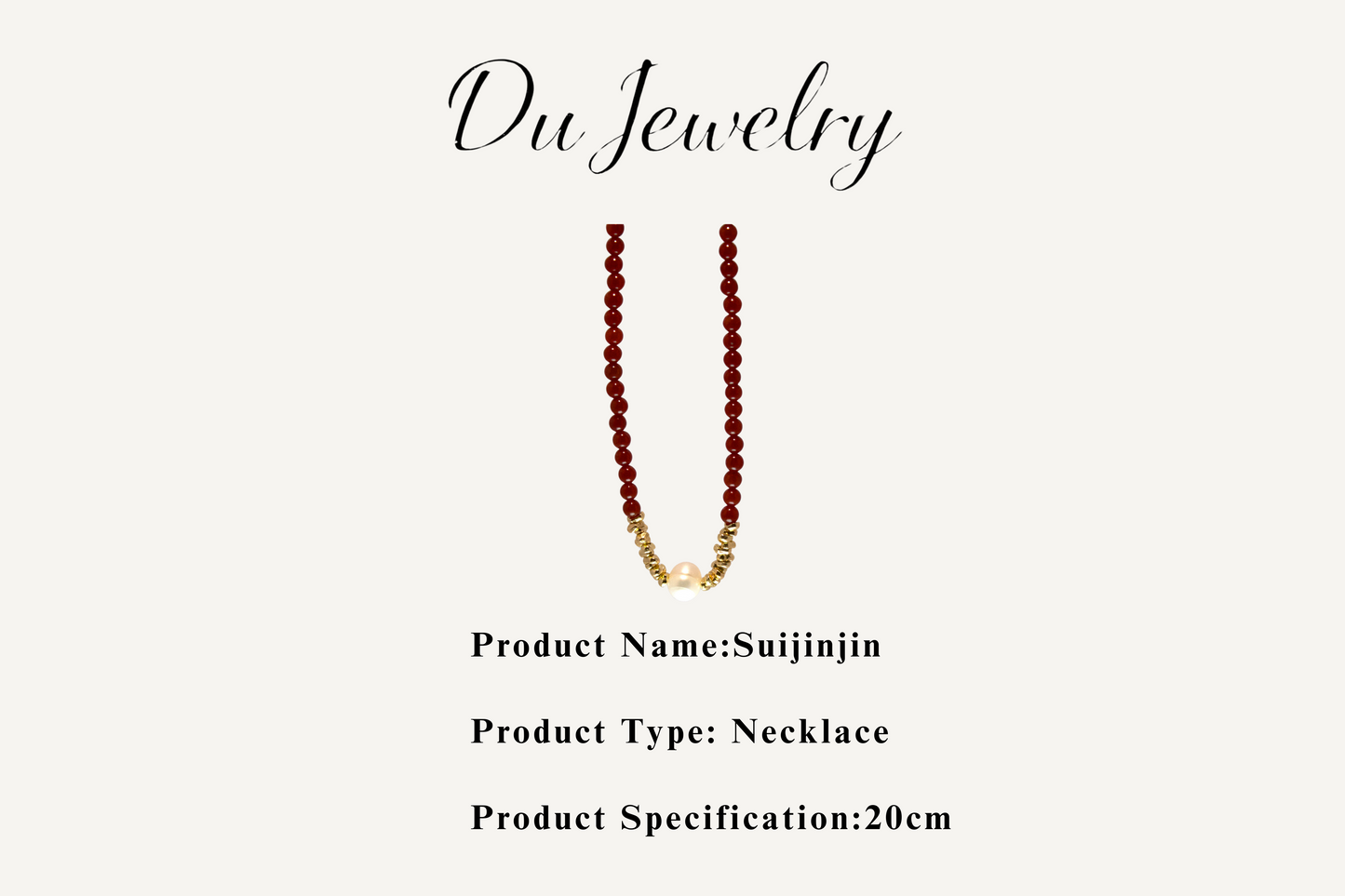 Suisuijin · Red Agate & Pearl Necklace