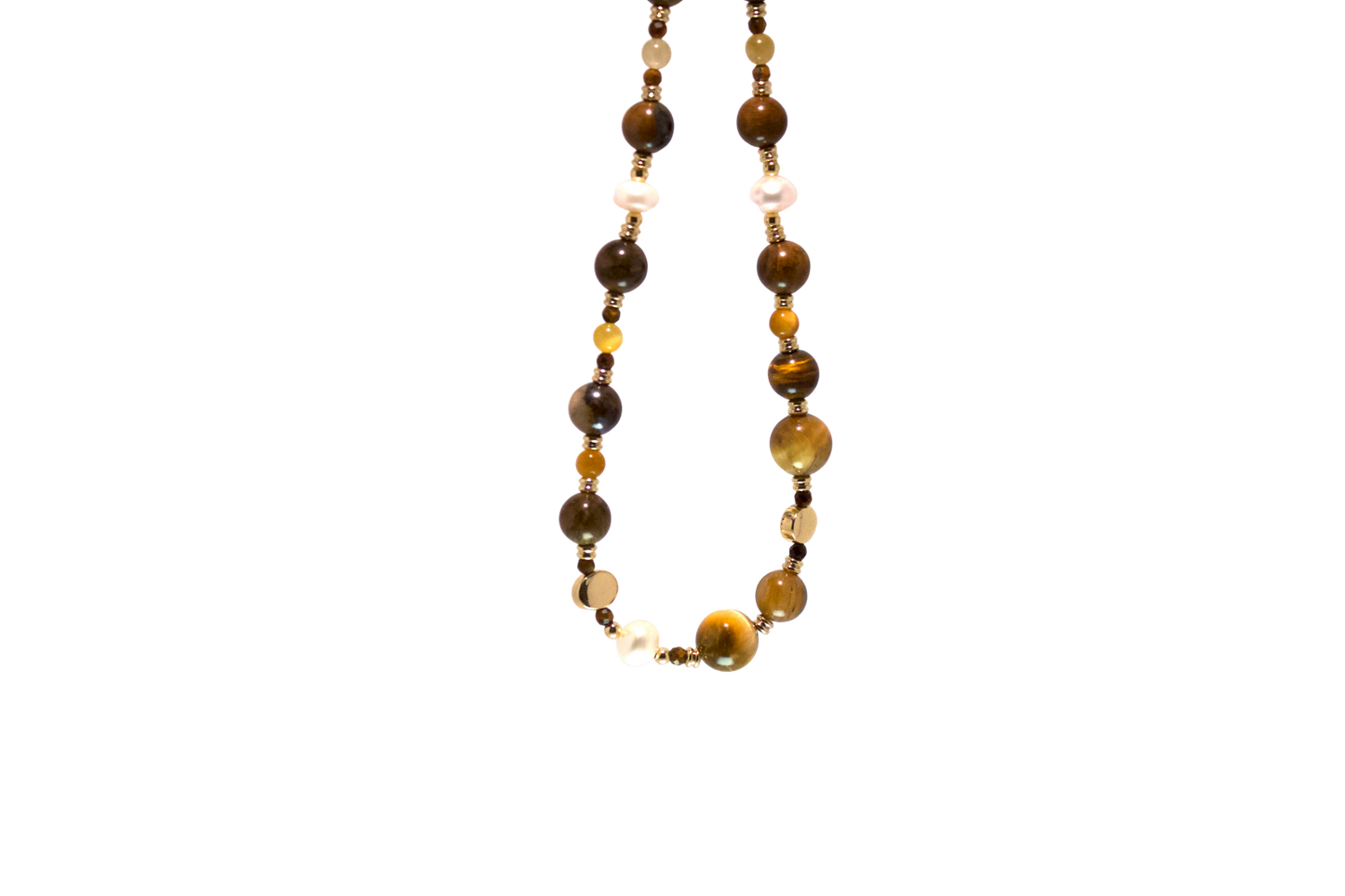 Chenmu – Tiger Eye & Pearl Rhythm Necklace