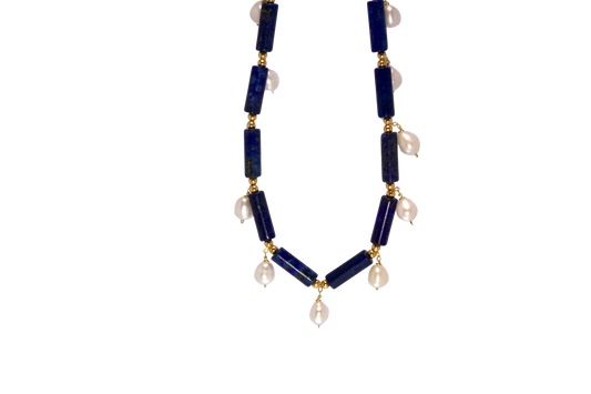 Blue Overture – Lapis Lazuli, Pearl & 18k Gold Vermeil Drop Necklace