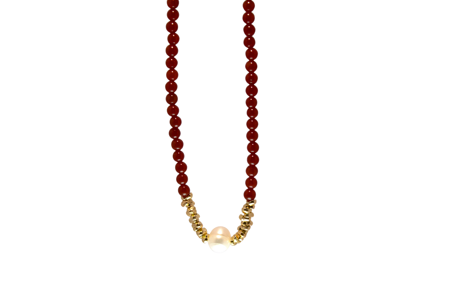 Suisuijin · Red Agate & Pearl Necklace