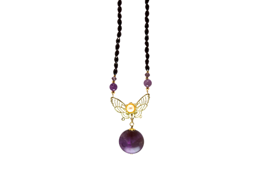 Violet Wing – Amethyst & Pearl Necklace