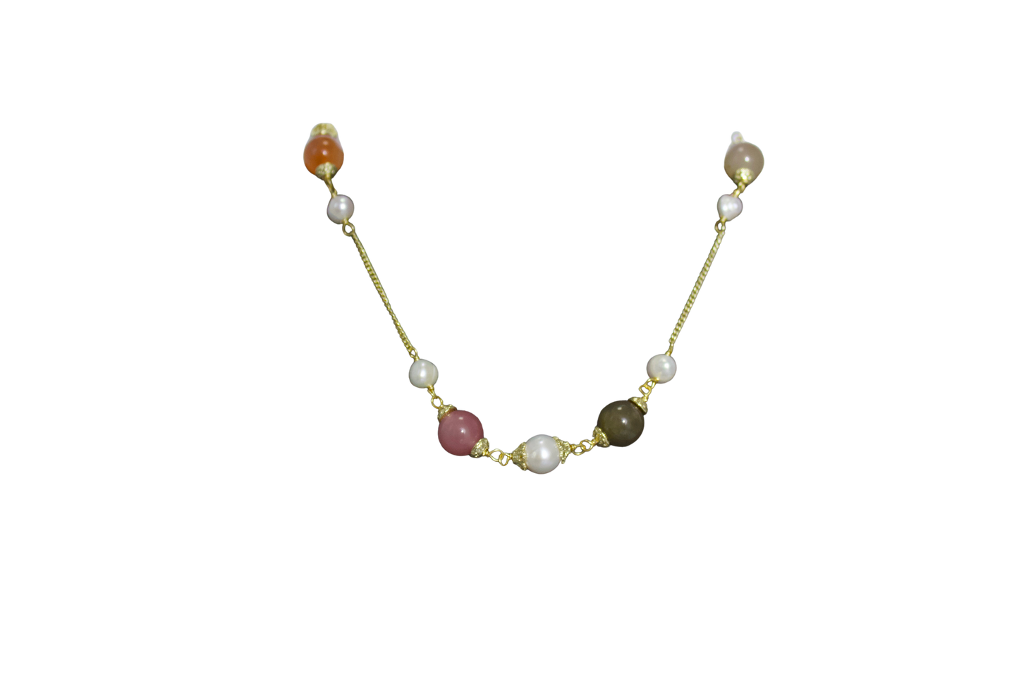 Liushuang – Banded Agate & Freshwater Pearl Necklace