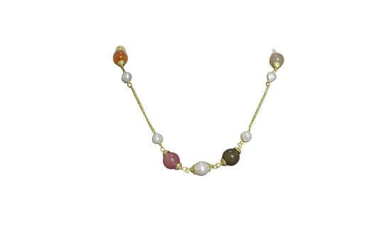 Liushuang – Banded Agate & Freshwater Pearl Necklace