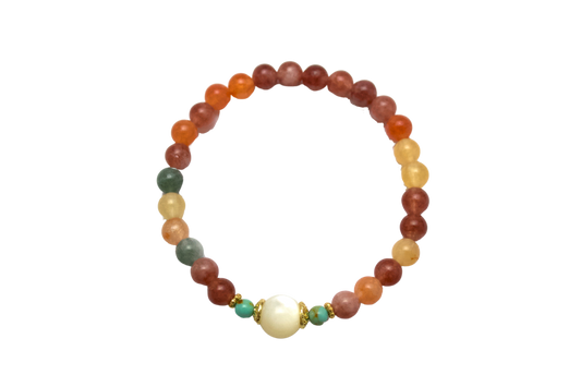 Fortune Gem – Multicolor Chalcedony & Shell Bead Bracelet