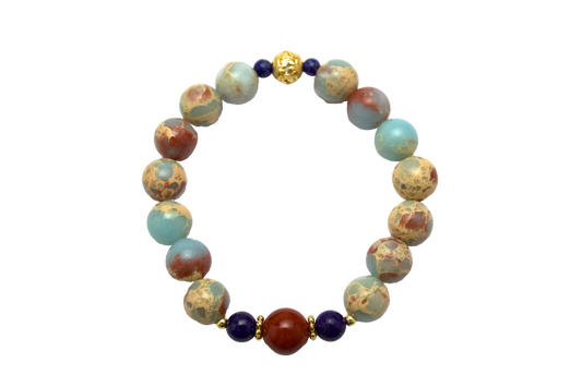 Lanyan – Shoushan Stone, Lapis Lazuli & South Red Agate Bracelet