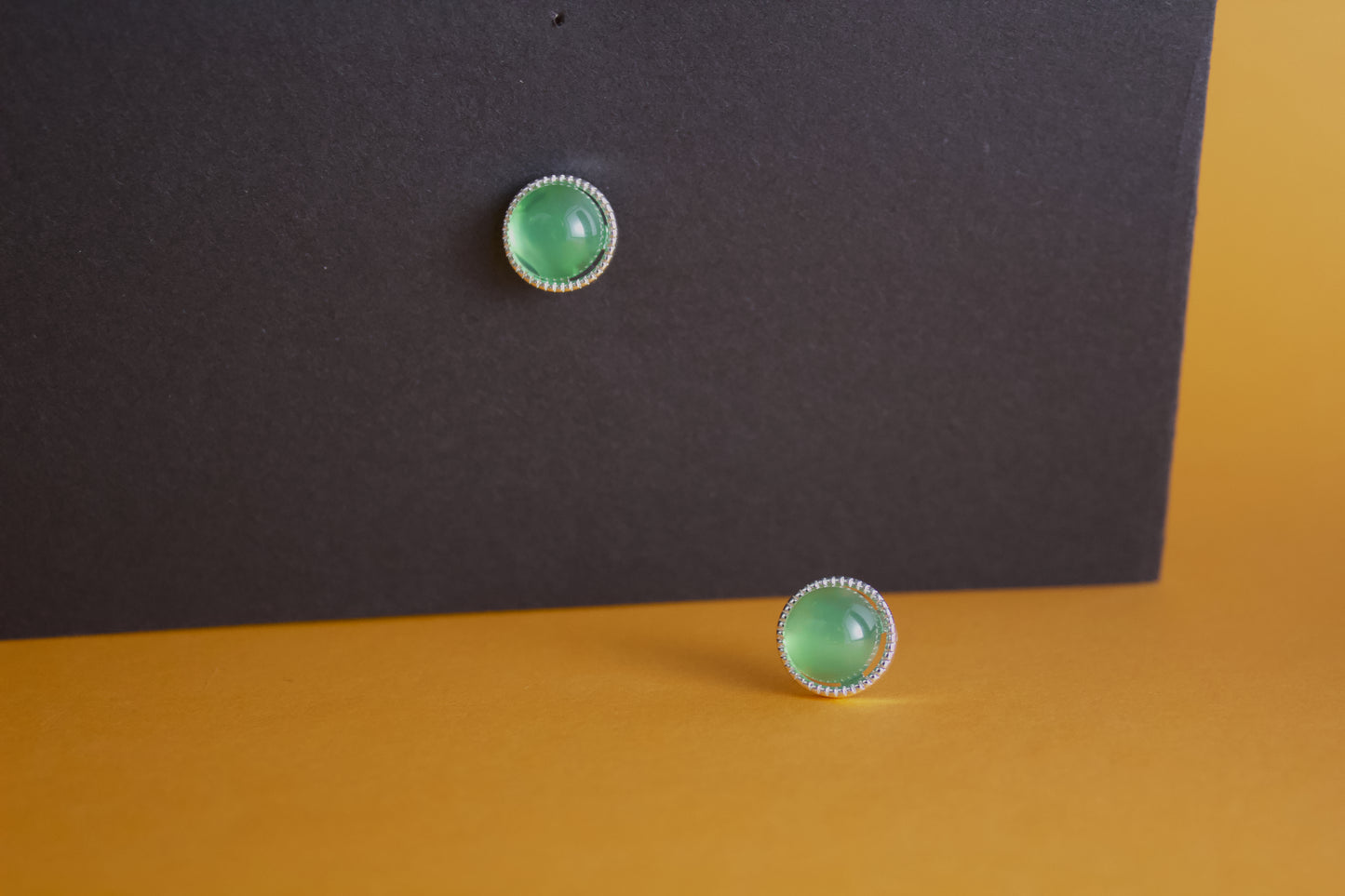 Pure Emerald – Green Agate Stud Earrings
