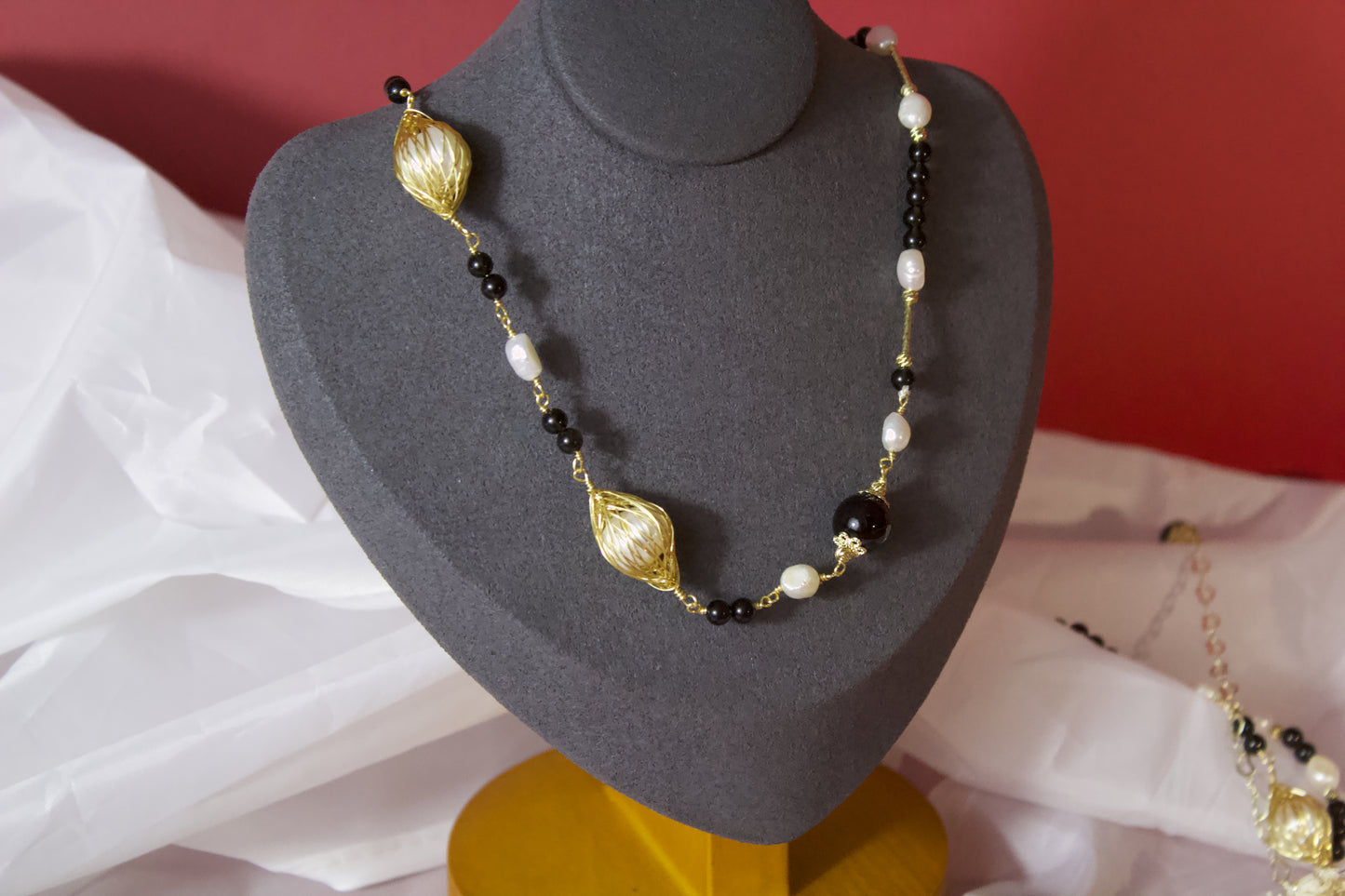 Realm of Night · Obsidian & Pearl Necklace