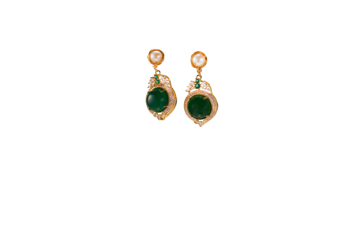Emerald Grace – Green Agate Elegant Earrings