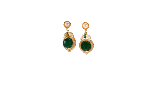 Emerald Grace – Green Agate Elegant Earrings