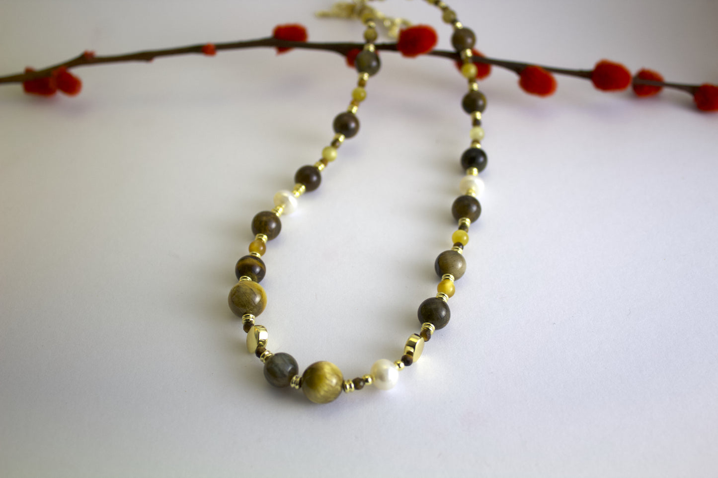 Chenmu – Tiger Eye & Pearl Rhythm Necklace