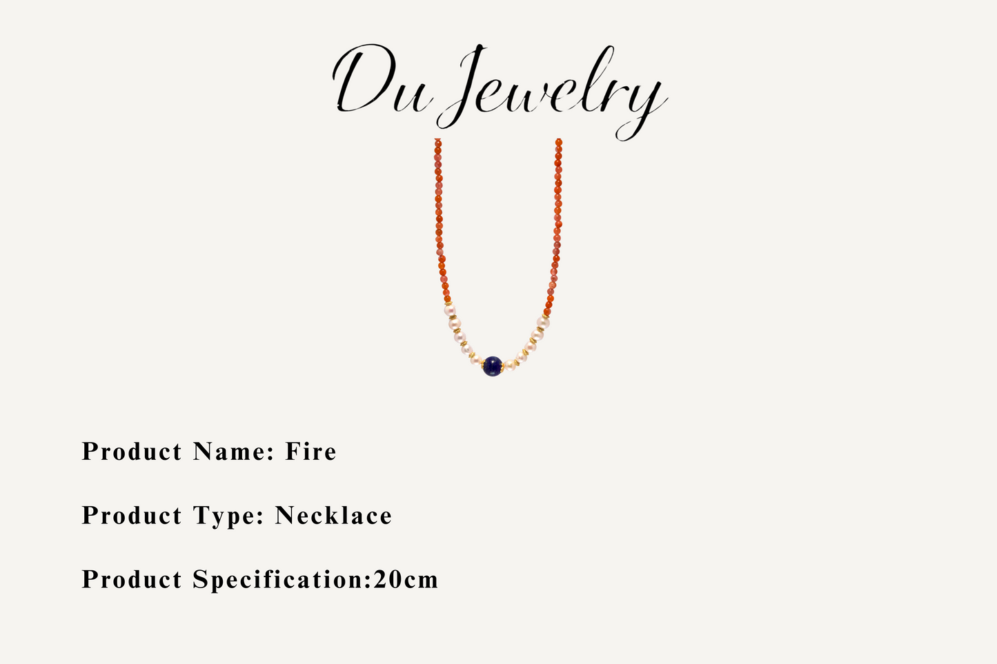 Fire - Lapis Lazuli × Red Agate × Pearl Necklace