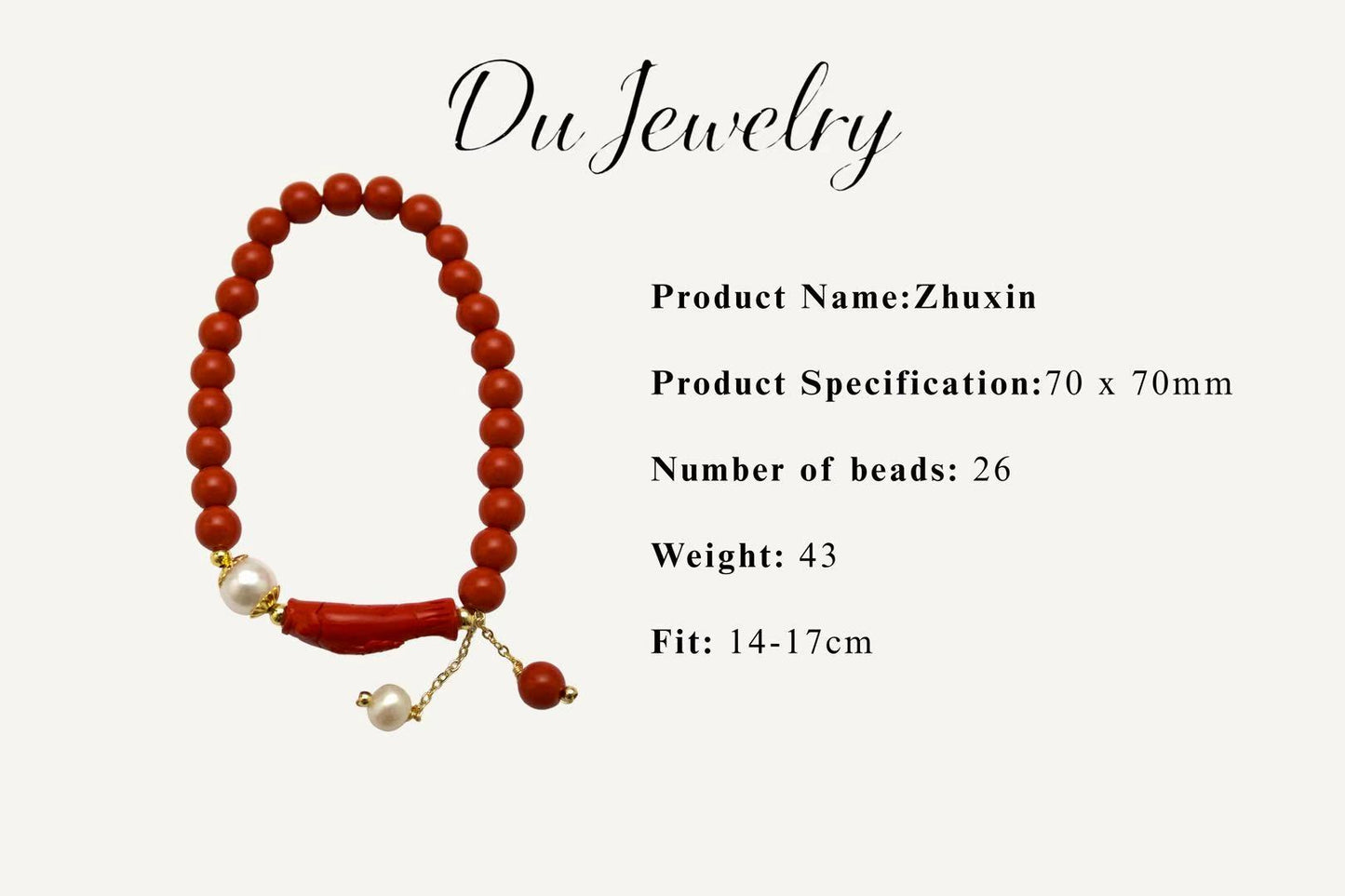 Zhuxin – Cinnabar & Pearl Charm Bracelet