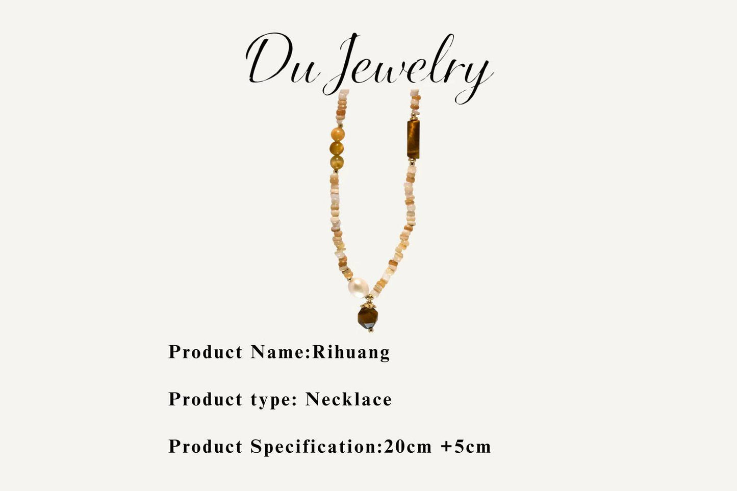 Rihuang – Tiger Eye, Pearl & Carved Shell Necklace