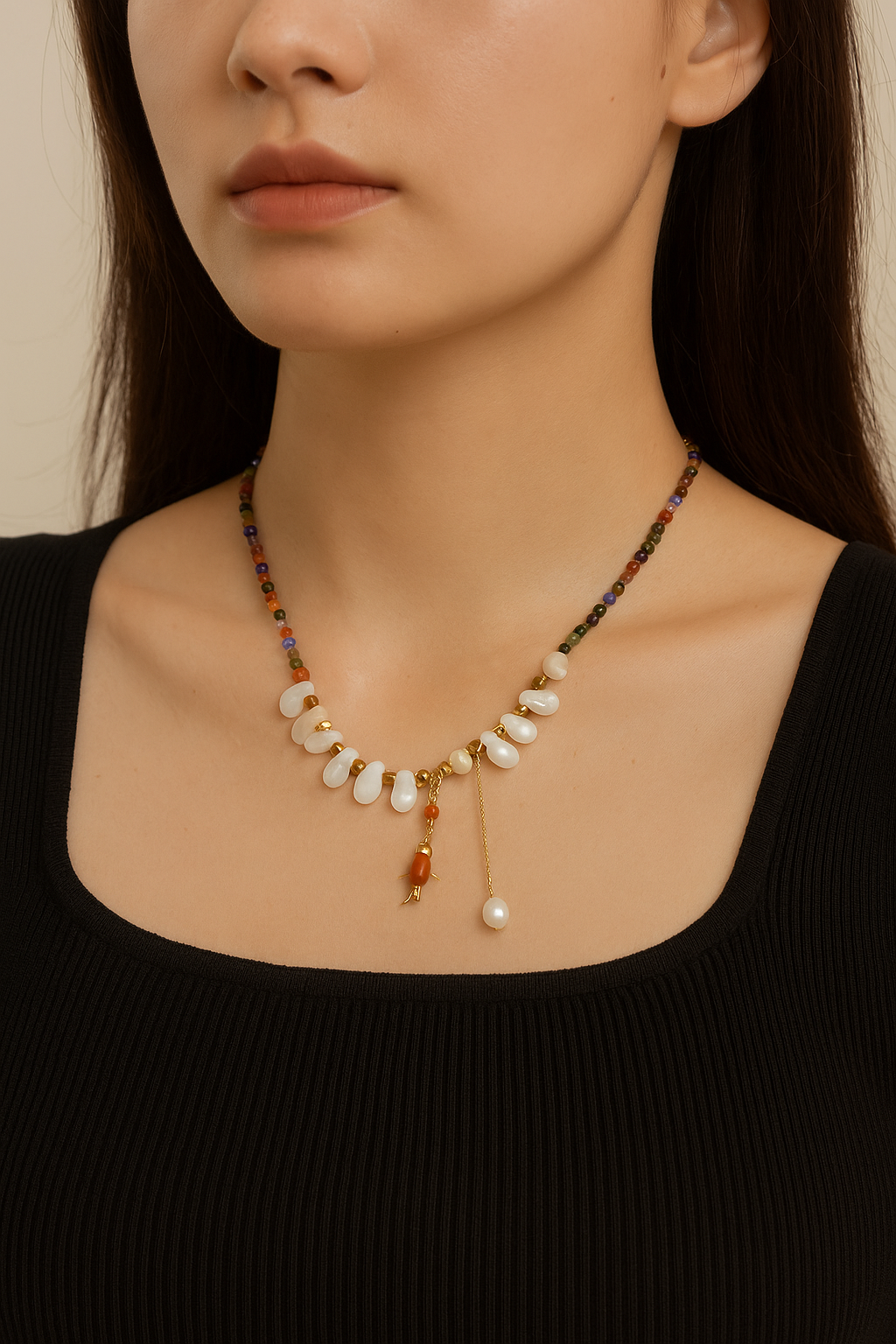 Yingyu – Multicolor Zircon & Pearl Necklace