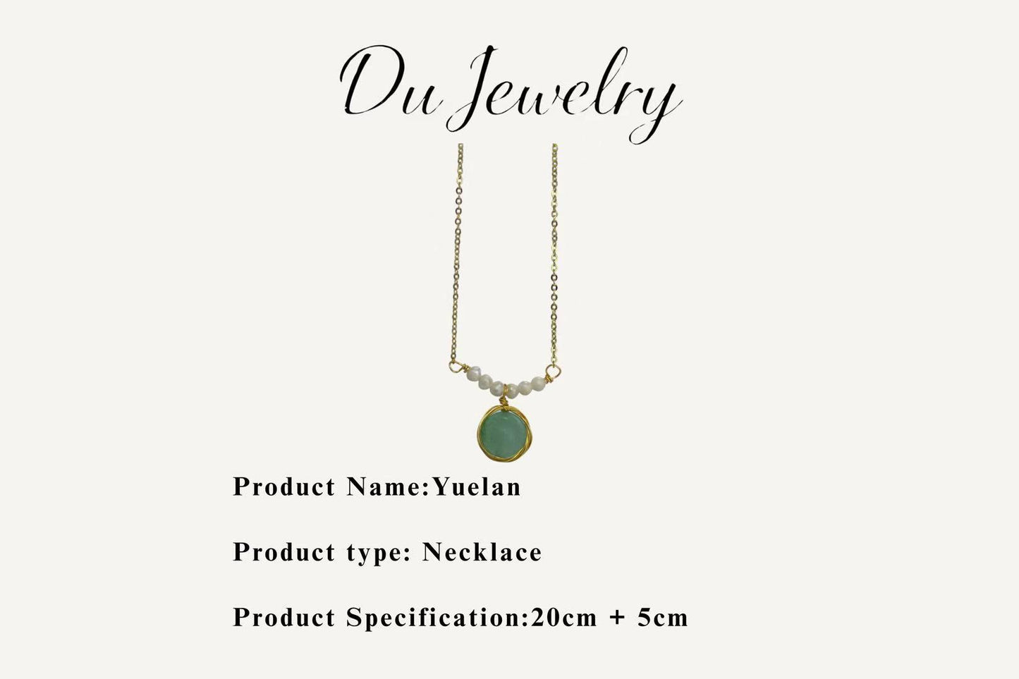 Yuelan – Green Agate & Pearl Drop Necklace