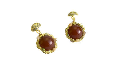 Aurora – Peach Agate, Green Aventurine & Sunstone Earrings