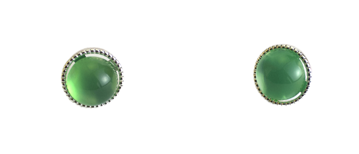 Pure Emerald – Green Agate Stud Earrings