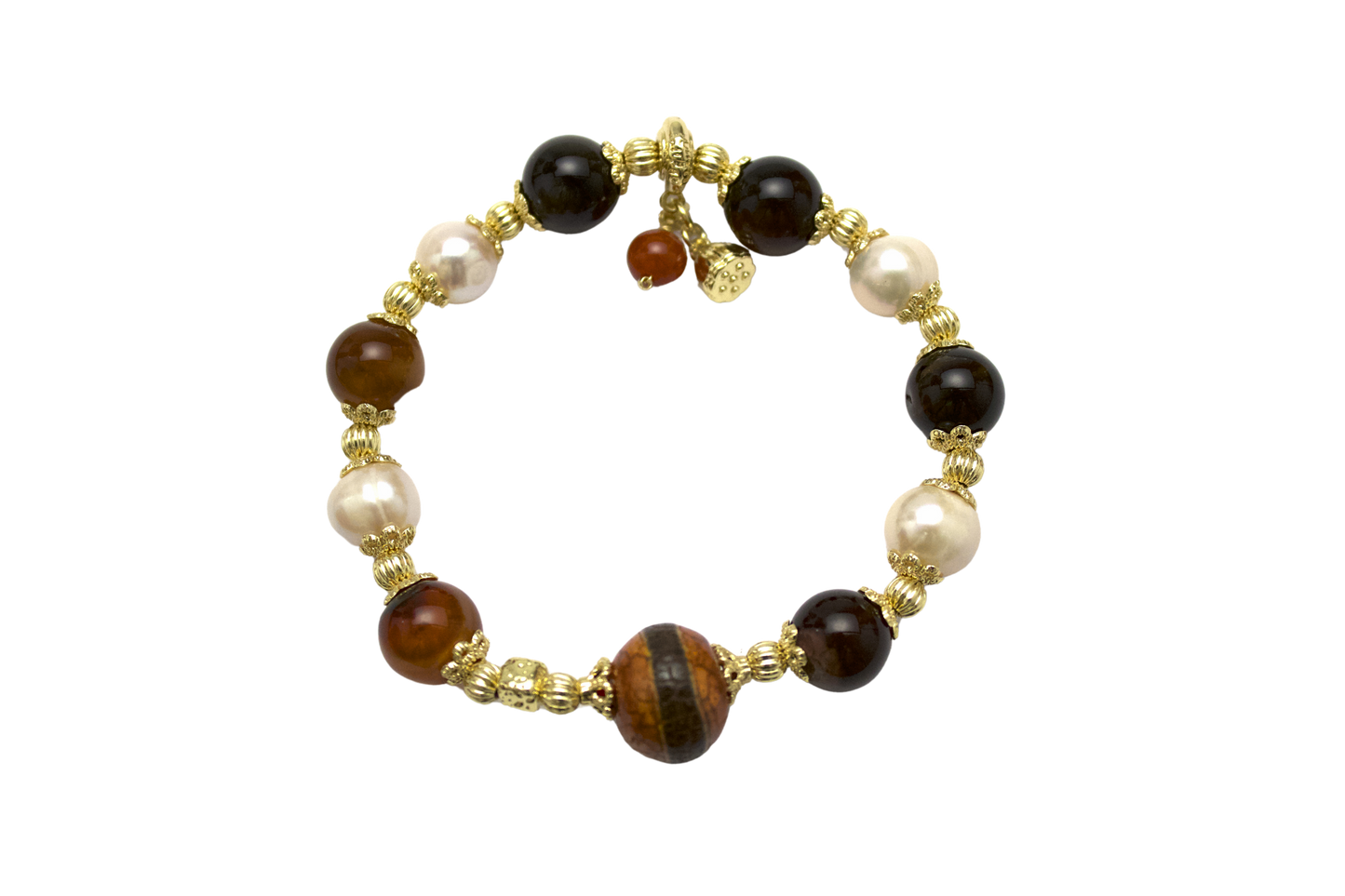 "Yixian" - Natural Agate, Single-line stone,Freshwater Pearl Bracelet