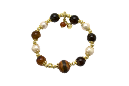 "Yixian" - Natural Agate, Single-line stone,Freshwater Pearl Bracelet