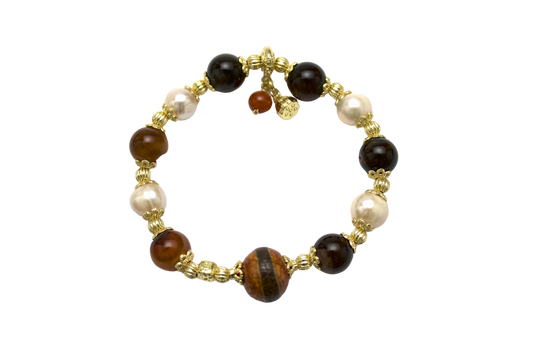 "Yixian" - Natural Agate, Single-line stone,Freshwater Pearl Bracelet