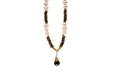 Yanyu – Tiger Eye, Pearl & Shells Necklace
