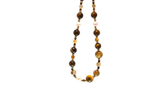 Chenmu – Tiger Eye & Pearl Rhythm Necklace
