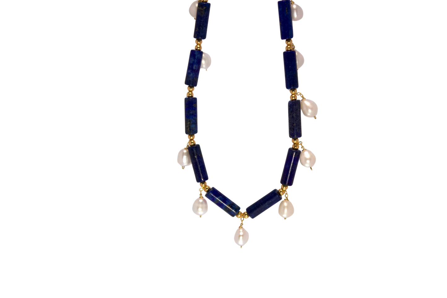 Blue Overture – Lapis Lazuli, Pearl & 18k Gold Vermeil Drop Necklace