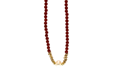 Suisuijin · Red Agate & Pearl Necklace