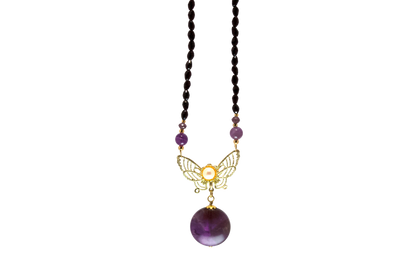 Violet Wing – Amethyst & Pearl Necklace