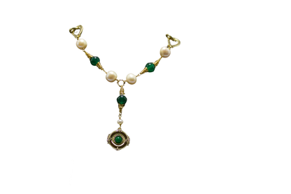 Bi Ying · Green Agate & Pearl Necklace