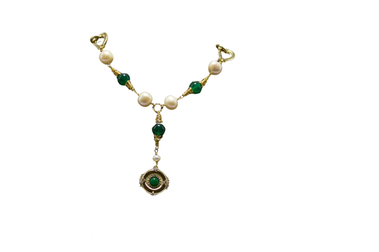 Bi Ying · Green Agate & Pearl Necklace