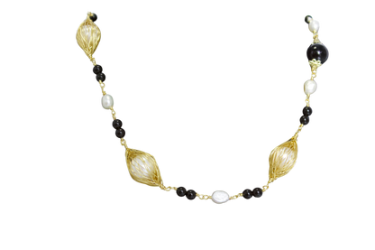 Realm of Night · Obsidian & Pearl Necklace