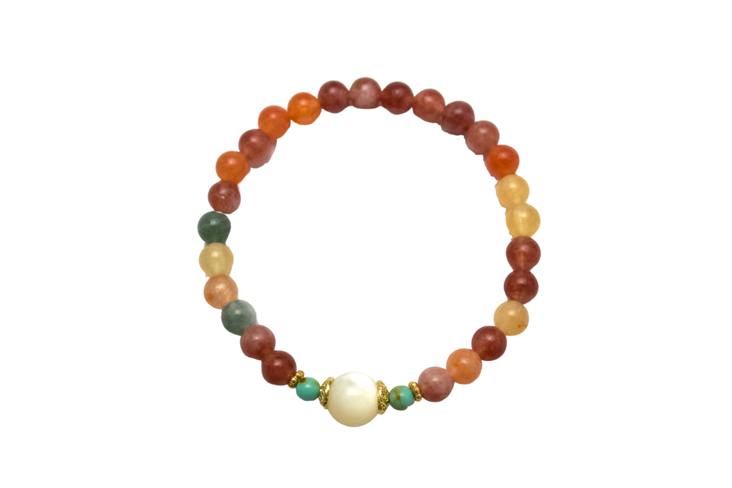 Fortune Gem – Multicolor Chalcedony & Shell Bead Bracelet