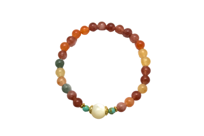 Fortune Gem – Multicolor Chalcedony & Shell Bead Bracelet