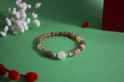 Fortune Gem – Multicolor Chalcedony & Shell Bead Bracelet