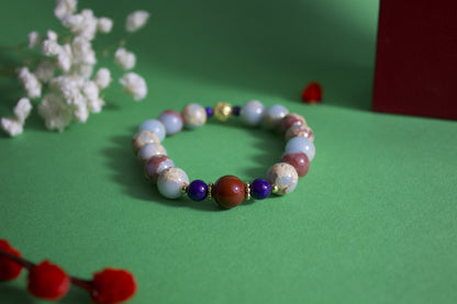 Lanyan – Shoushan Stone, Lapis Lazuli & South Red Agate Bracelet