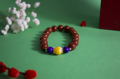 "ZhuYan" - Nanhong Agate, Lapis Lazuli & Pearl Shell Beaded Bracelet