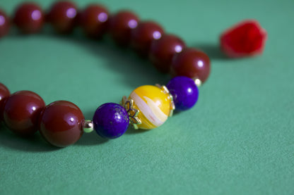 "ZhuYan" - Nanhong Agate, Lapis Lazuli & Pearl Shell Beaded Bracelet