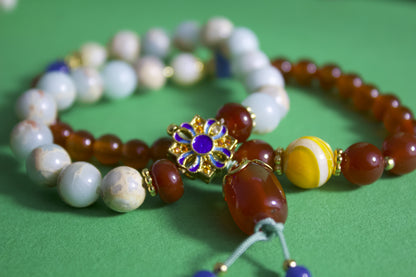 Fulu – Shoushan Stone & Agate Layered Bracelet