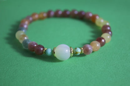 Fortune Gem – Multicolor Chalcedony & Shell Bead Bracelet