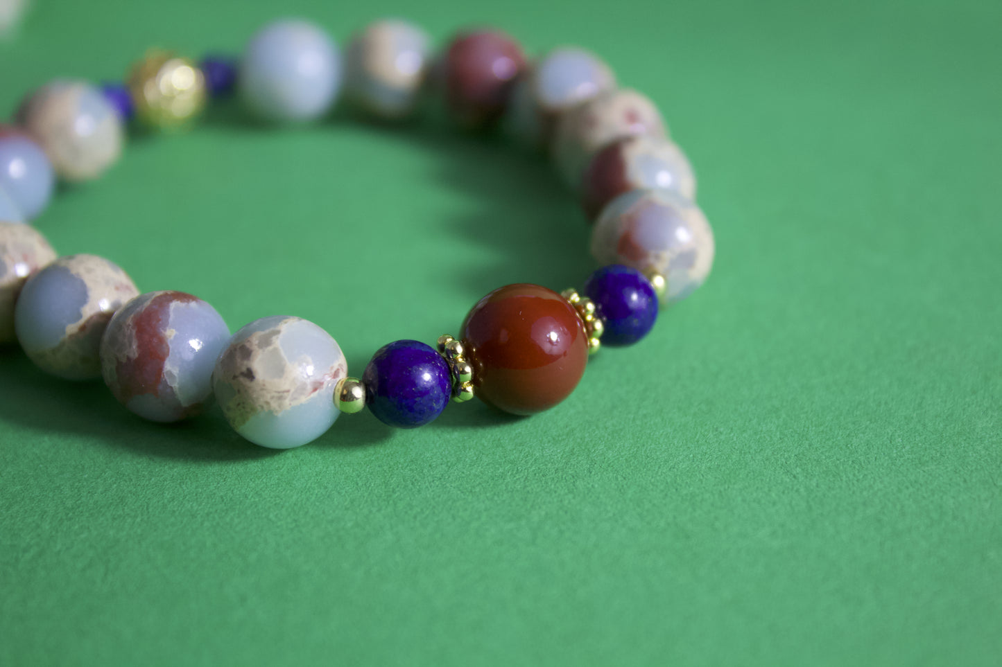 Lanyan – Shoushan Stone, Lapis Lazuli & South Red Agate Bracelet
