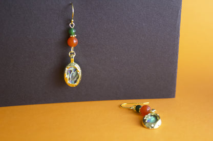 Ocean Glow – Abalone Shell & Chalcedony Earrings