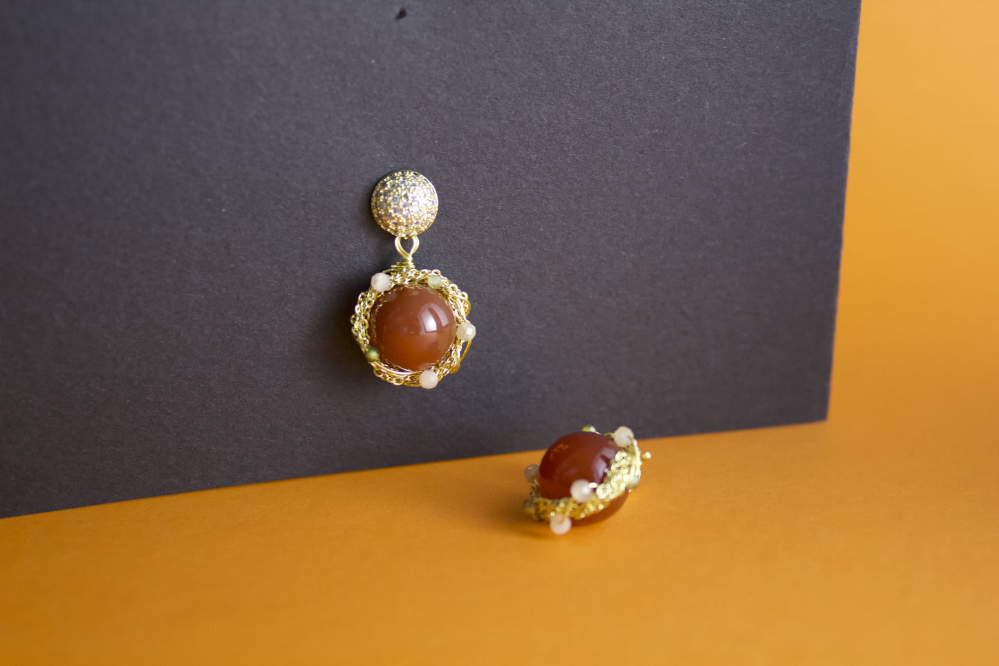 Aurora – Peach Agate, Green Aventurine & Sunstone Earrings