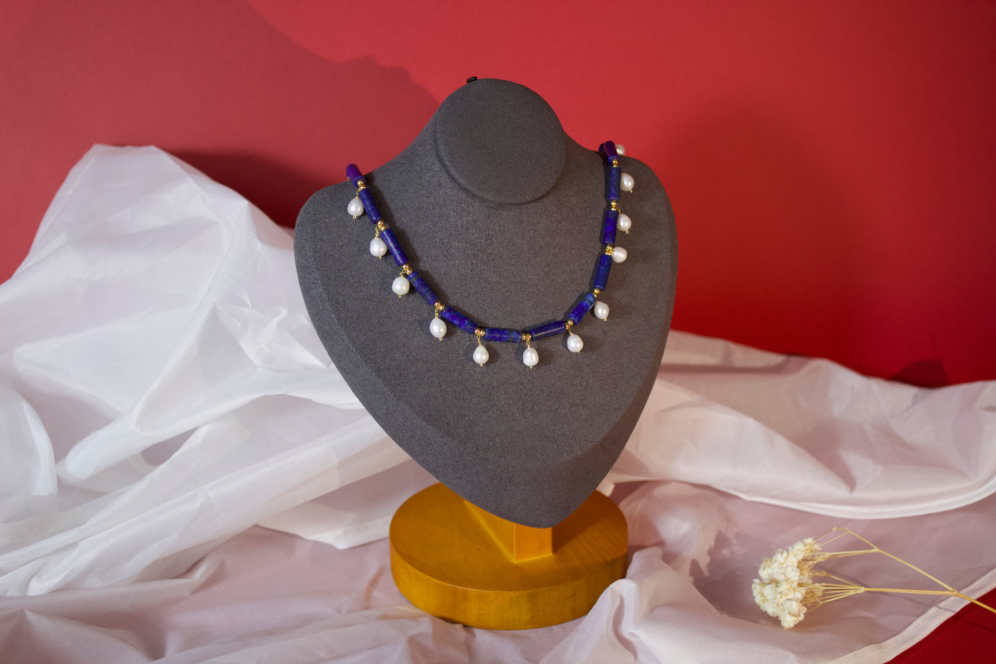 Blue Overture – Lapis Lazuli, Pearl & 18k Gold Vermeil Drop Necklace