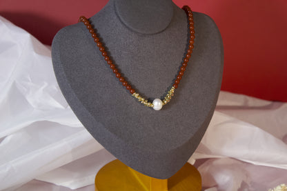 Suisuijin · Red Agate & Pearl Necklace