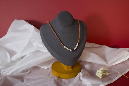 Fire - Lapis Lazuli × Red Agate × Pearl Necklace