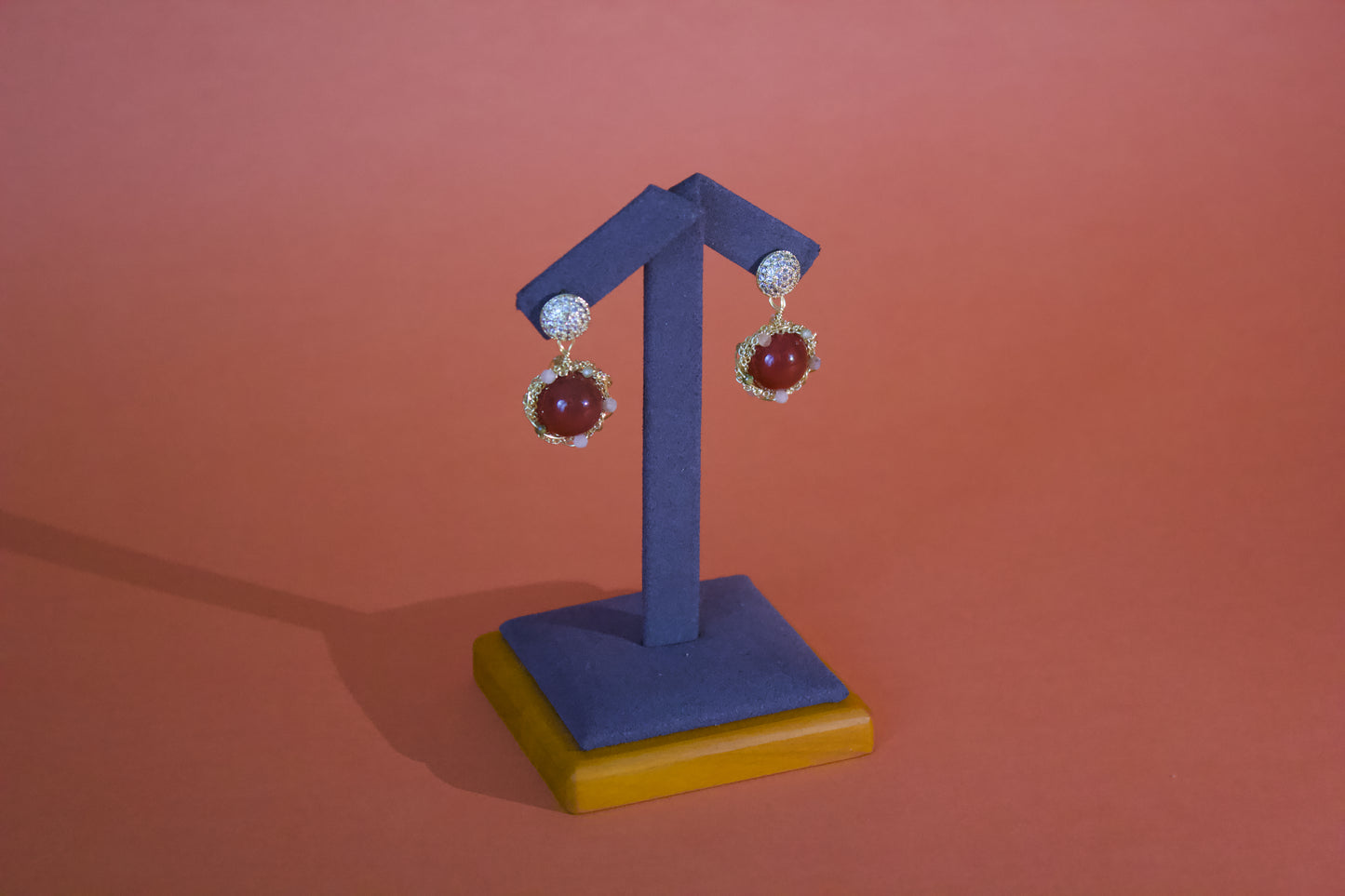 Aurora – Peach Agate, Green Aventurine & Sunstone Earrings