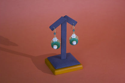 Jade Blossom – Chalcedony, Pearl & Shell Flower Earrings