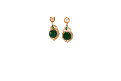 Emerald Grace – Green Agate Elegant Earrings