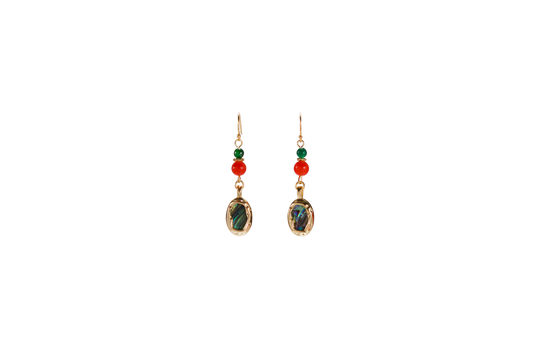 Ocean Glow – Abalone Shell & Chalcedony Earrings